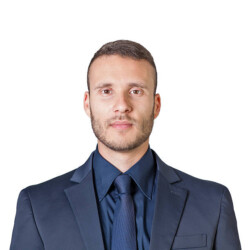 facial expressions of a young businessman isolated on a white background