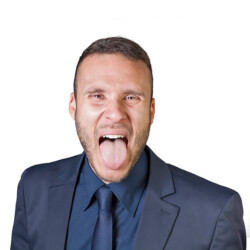facial expressions of a young businessman isolated on a white background